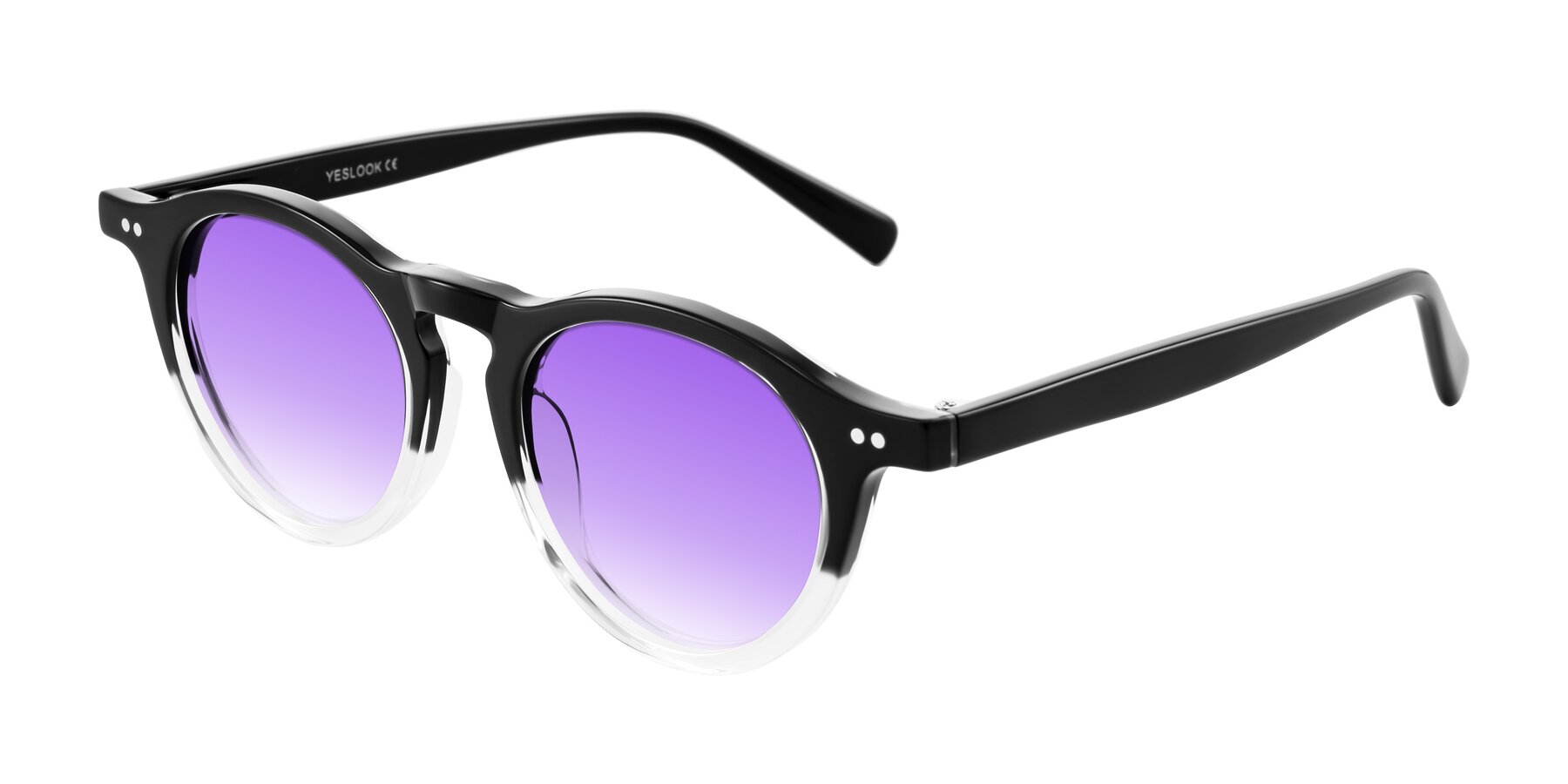 Angle of Herzog in Black/Clear with Purple Gradient Lenses