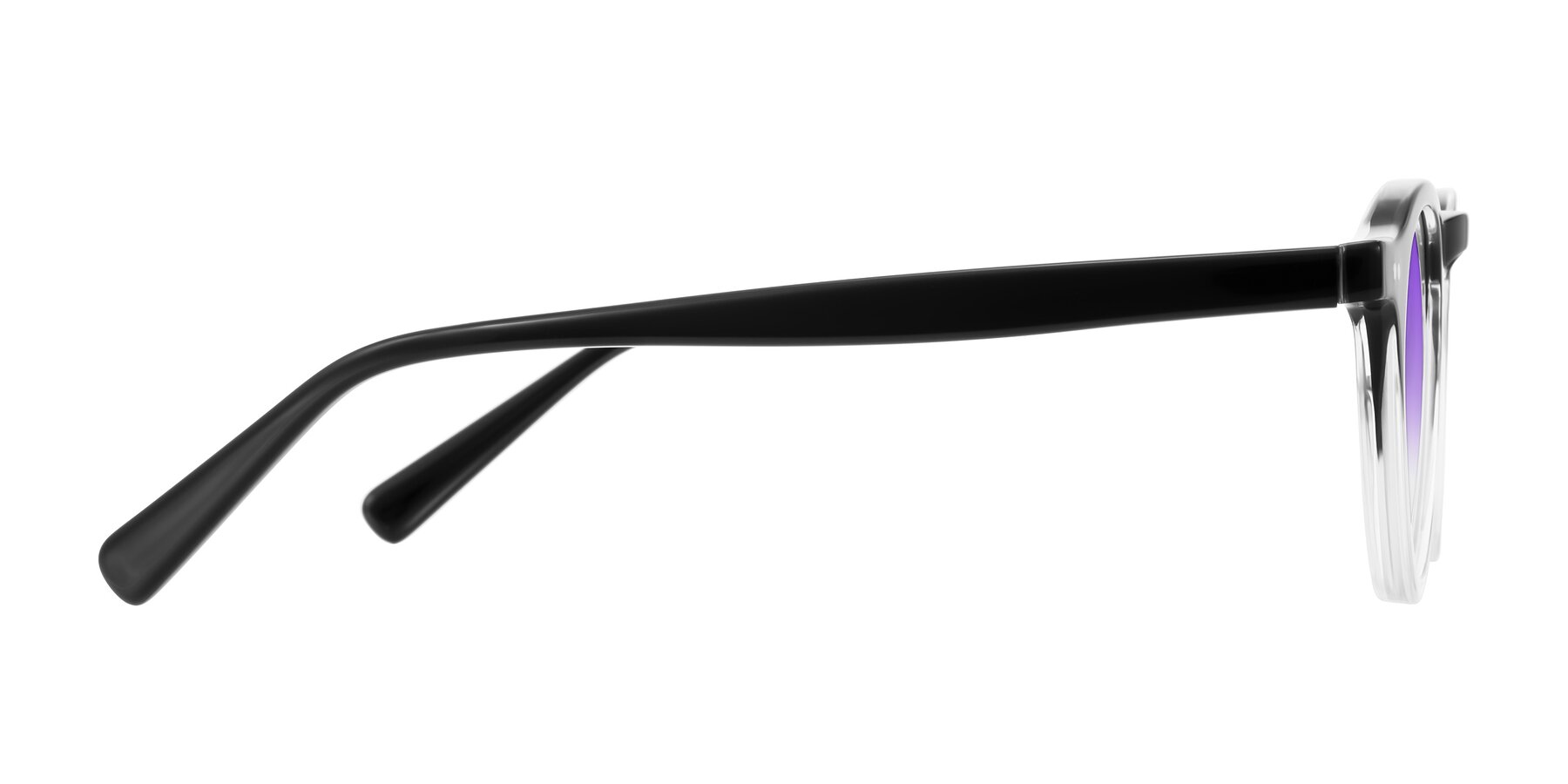 Side of Herzog in Black/Clear with Purple Gradient Lenses