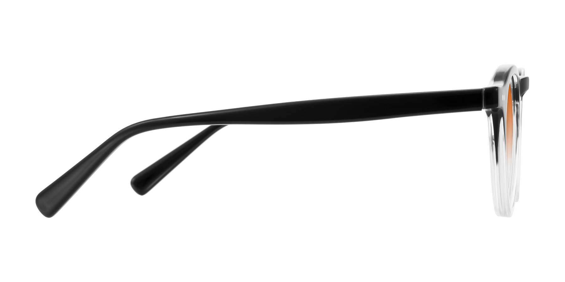 Side of Herzog in Black/Clear with Orange Gradient Lenses