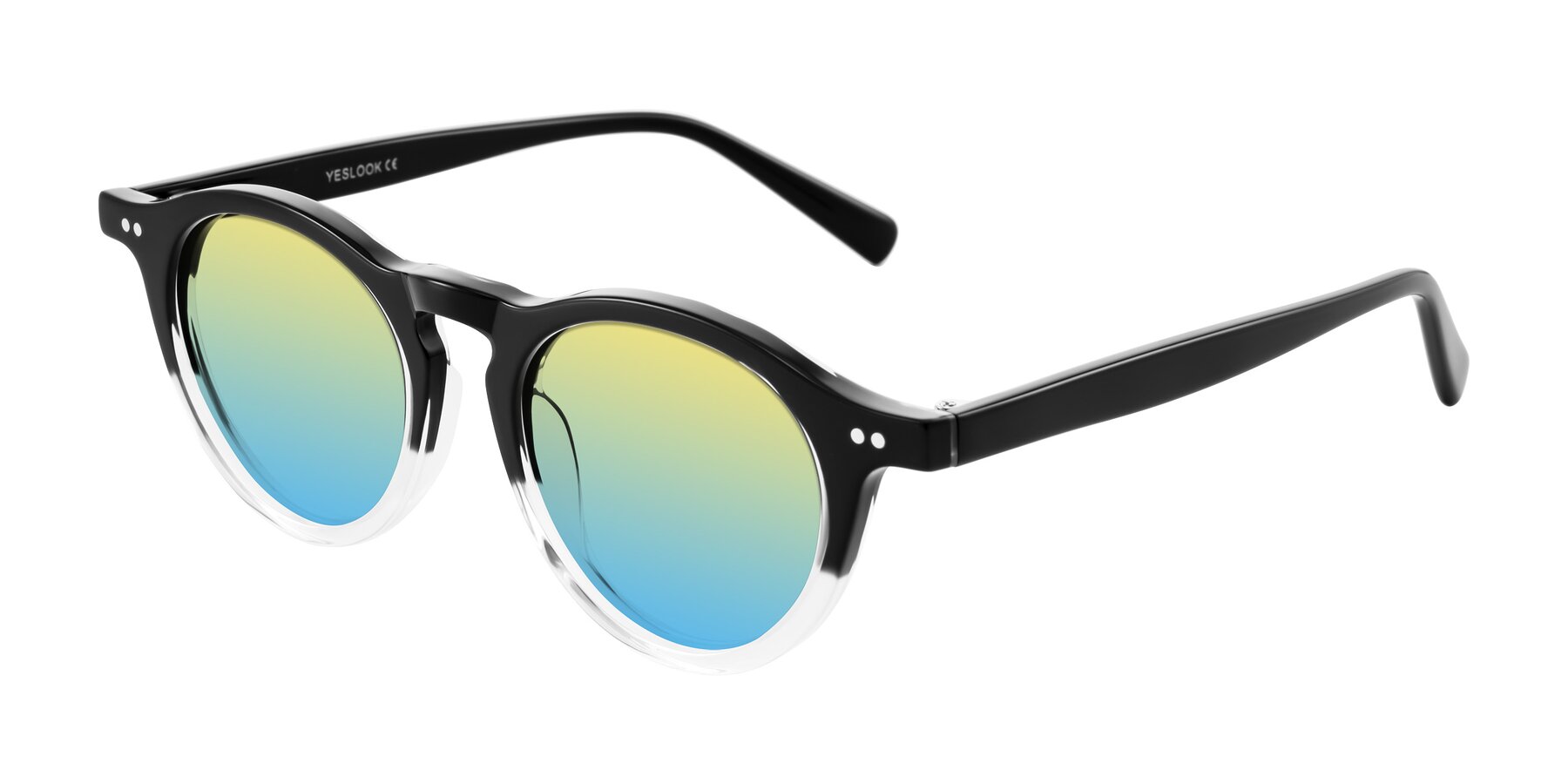 Angle of Herzog in Black/Clear with Yellow / Blue Gradient Lenses