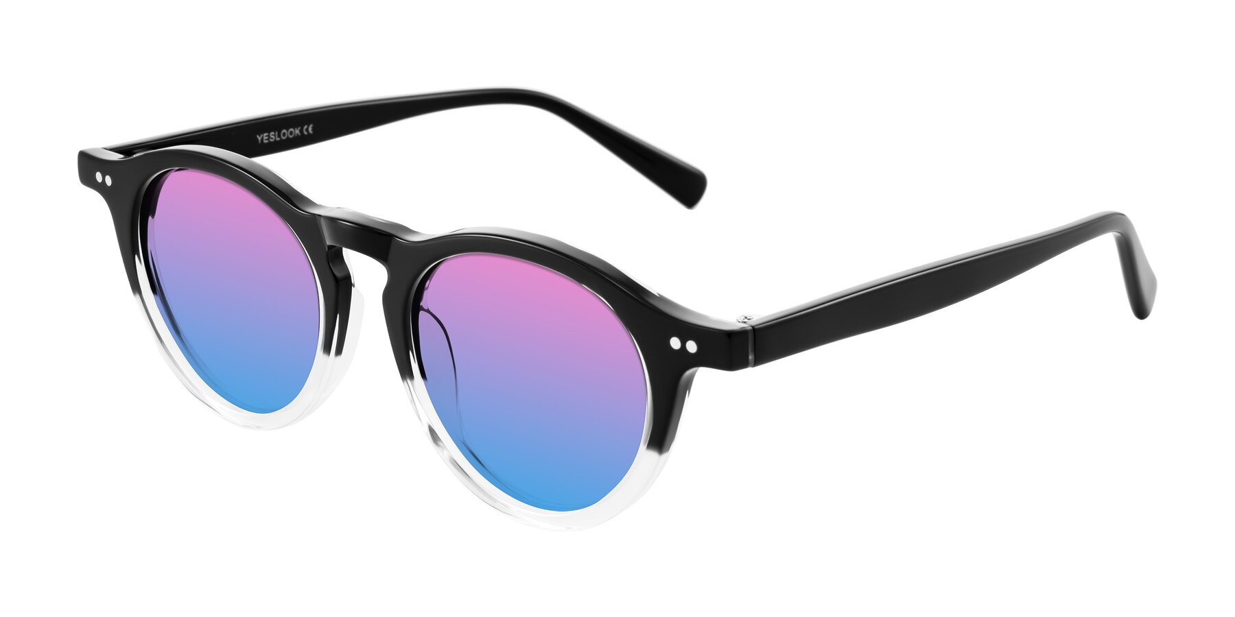 Angle of Herzog in Black/Clear with Pink / Blue Gradient Lenses