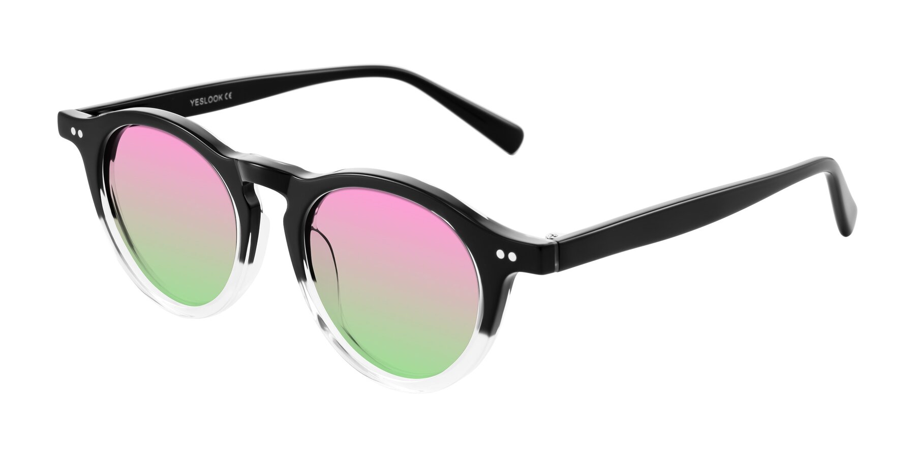 Angle of Herzog in Black/Clear with Pink / Green Gradient Lenses