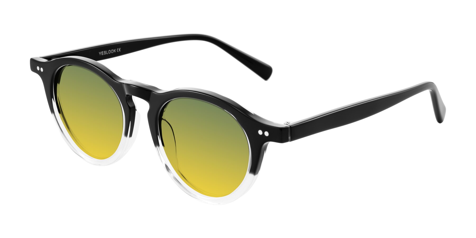 Angle of Herzog in Black/Clear with Green / Yellow Gradient Lenses