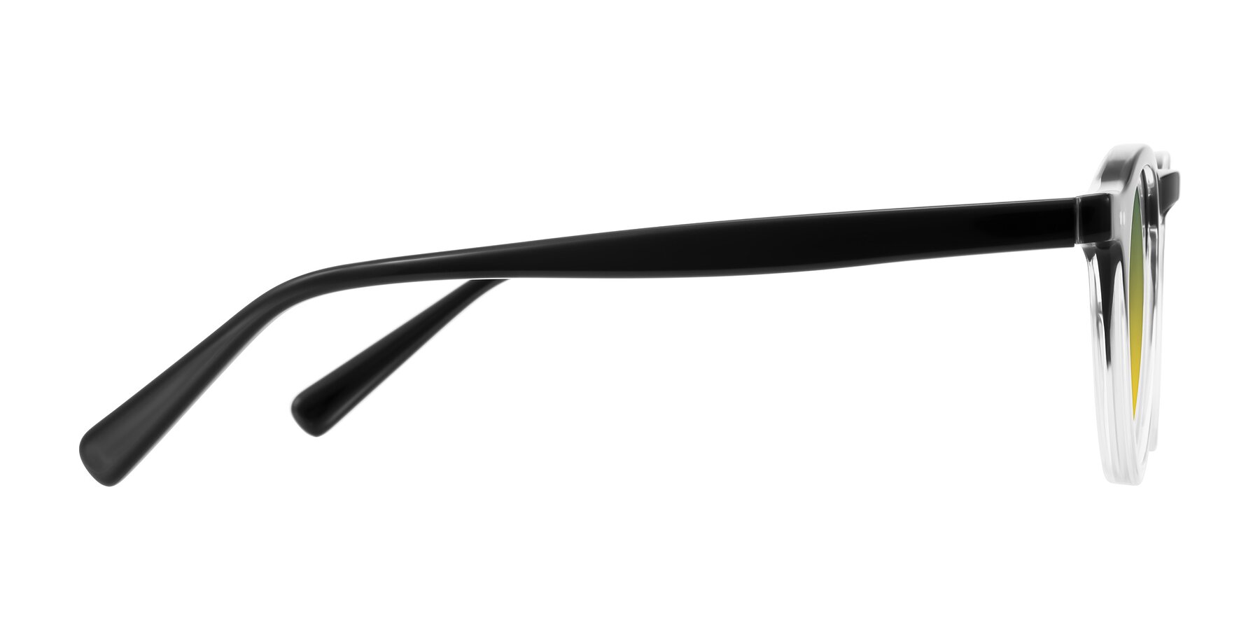 Side of Herzog in Black/Clear with Green / Yellow Gradient Lenses