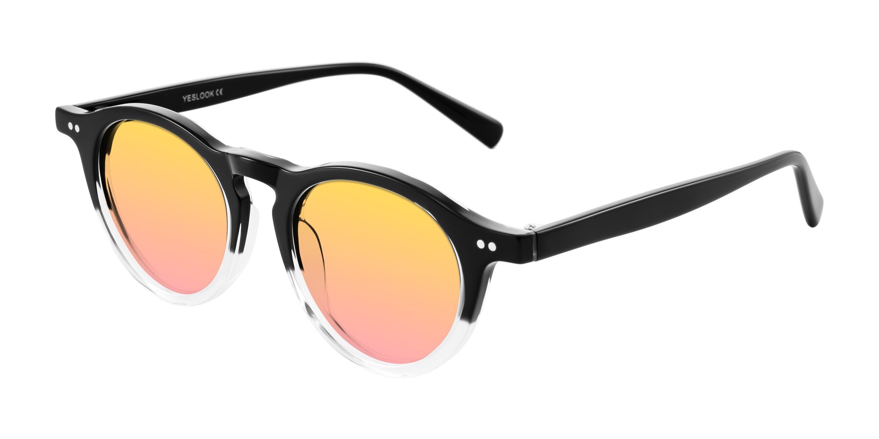Angle of Herzog in Black/Clear with Yellow / Pink Gradient Lenses