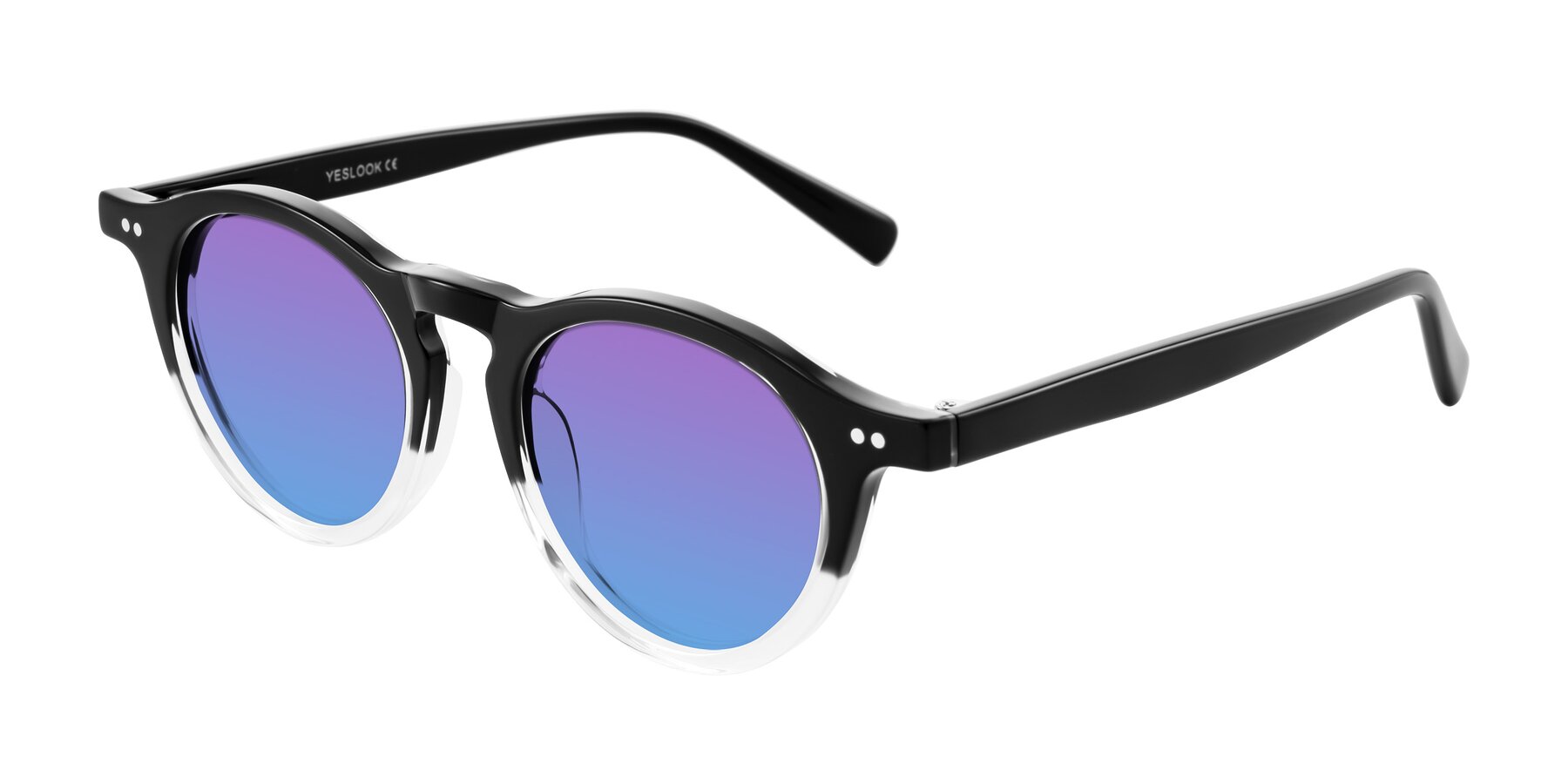 Angle of Herzog in Black/Clear with Purple / Blue Gradient Lenses