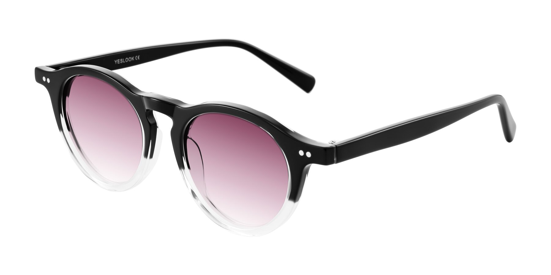 Angle of Herzog in Black/Clear with Wine Gradient Lenses