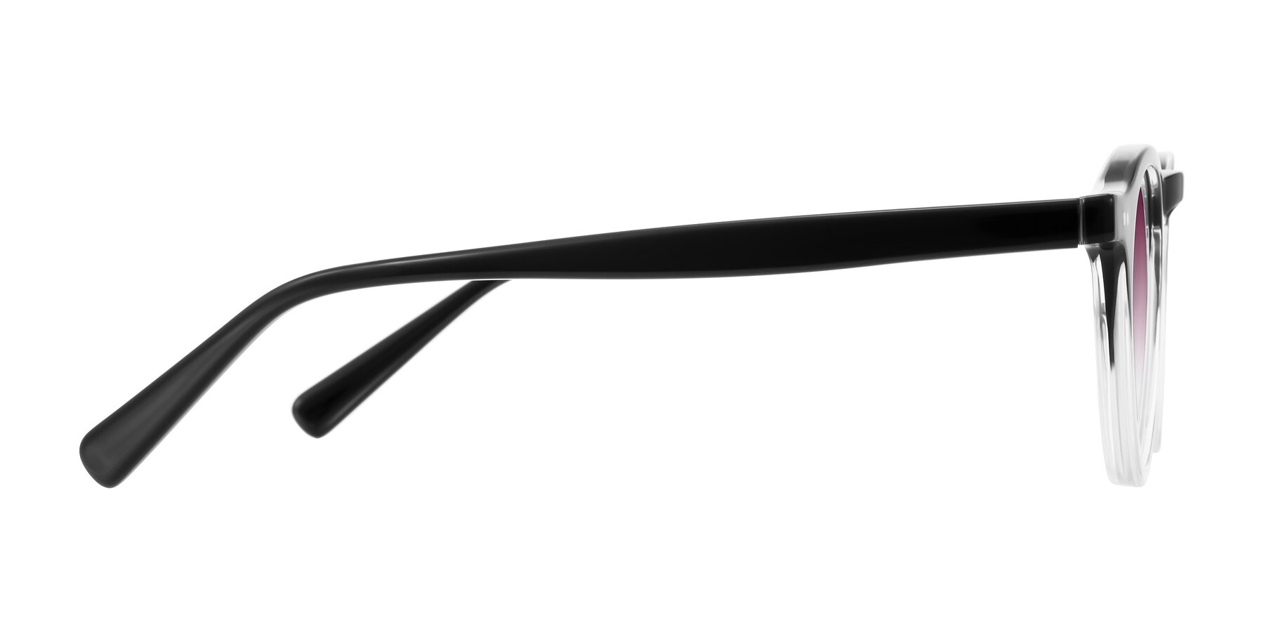 Side of Herzog in Black/Clear with Wine Gradient Lenses