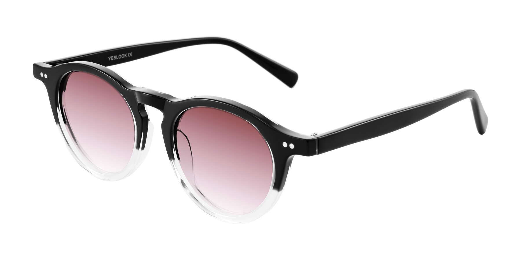 Angle of Herzog in Black/Clear with Garnet Gradient Lenses