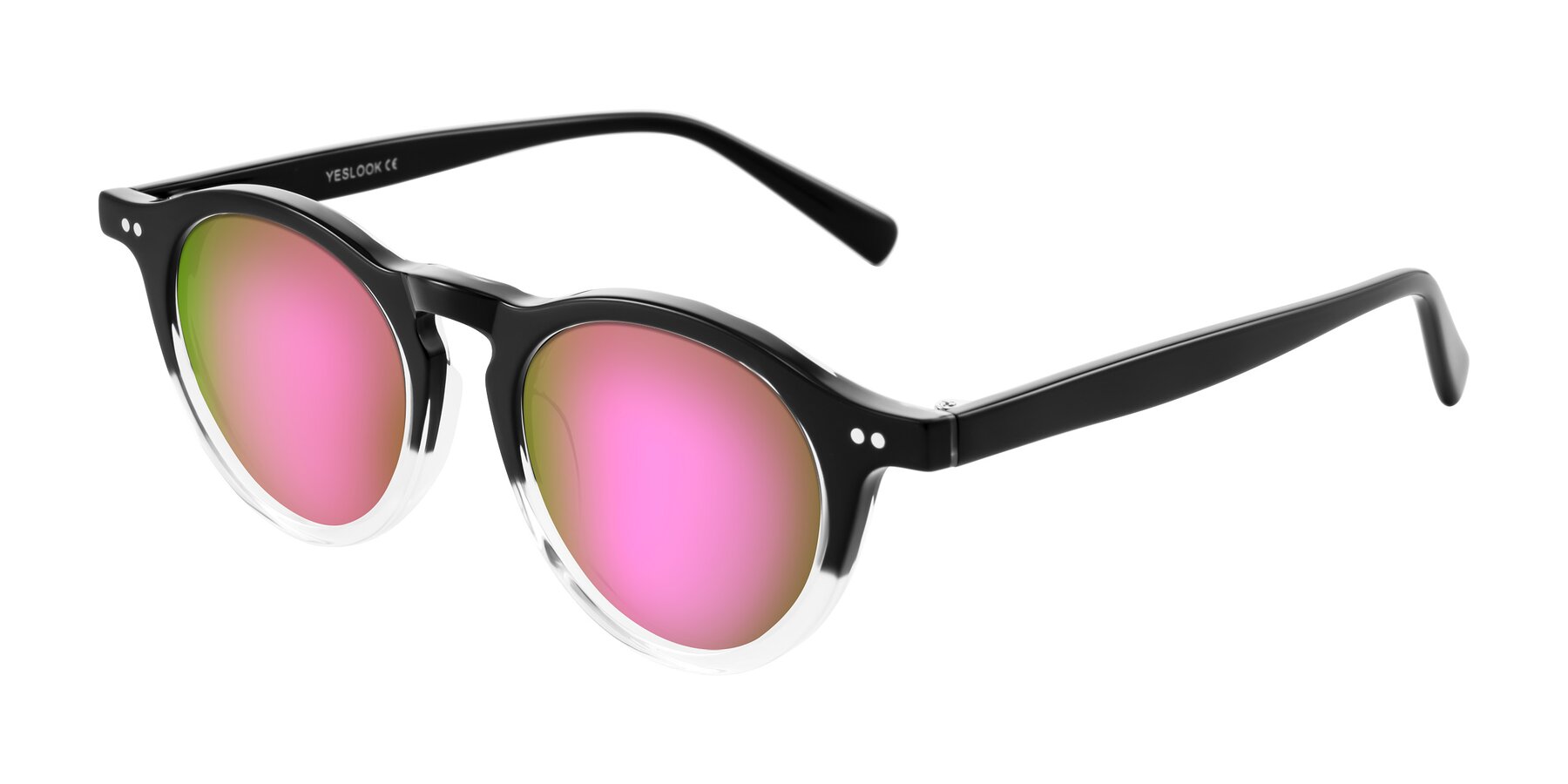Angle of Herzog in Black/Clear with Pink Mirrored Lenses
