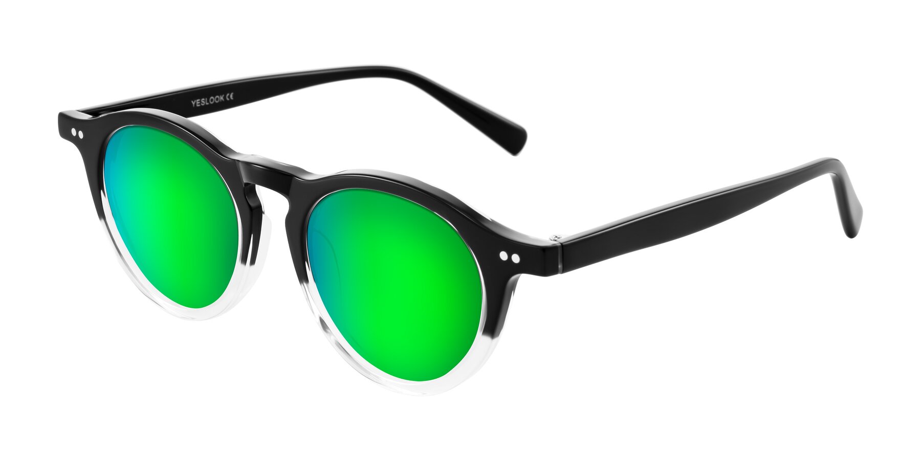 Angle of Herzog in Black/Clear with Green Mirrored Lenses