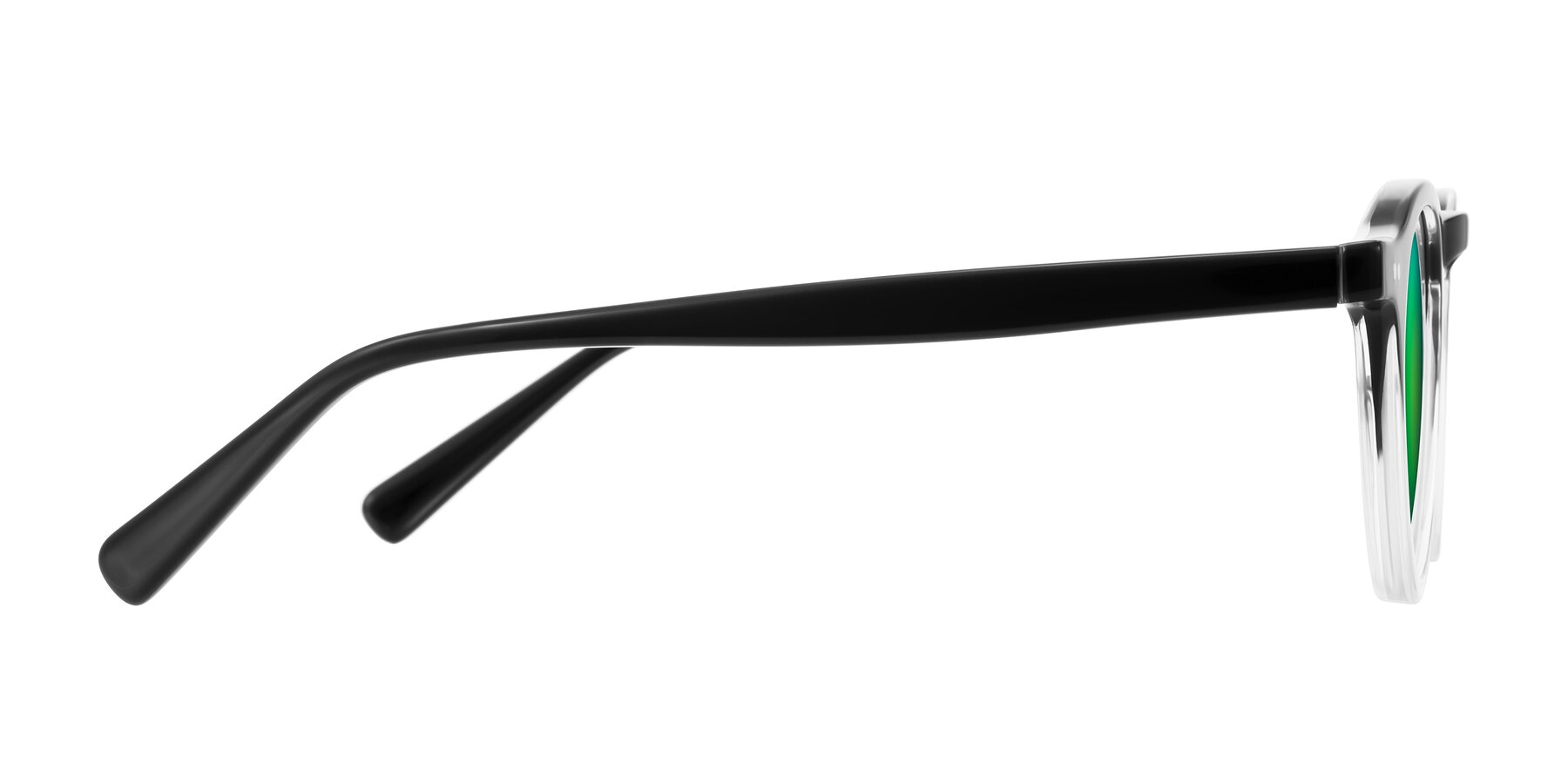 Side of Herzog in Black/Clear with Green Mirrored Lenses
