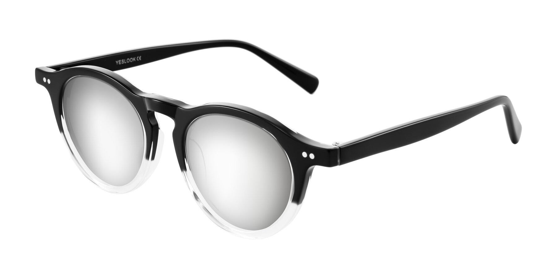 Angle of Herzog in Black/Clear with Silver Mirrored Lenses