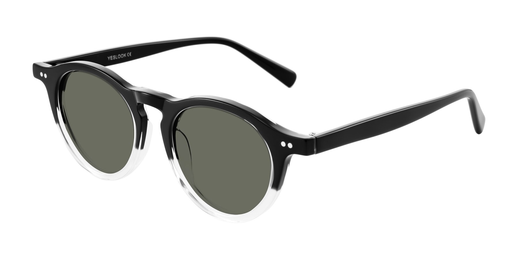 Angle of Herzog in Black/Clear with Gray Polarized Lenses