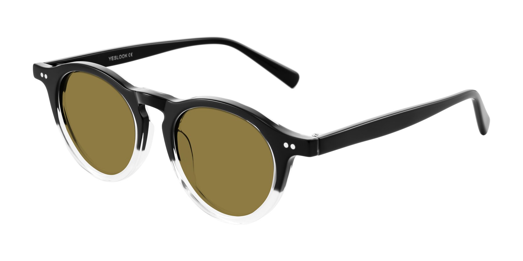Angle of Herzog in Black/Clear with Brown Polarized Lenses