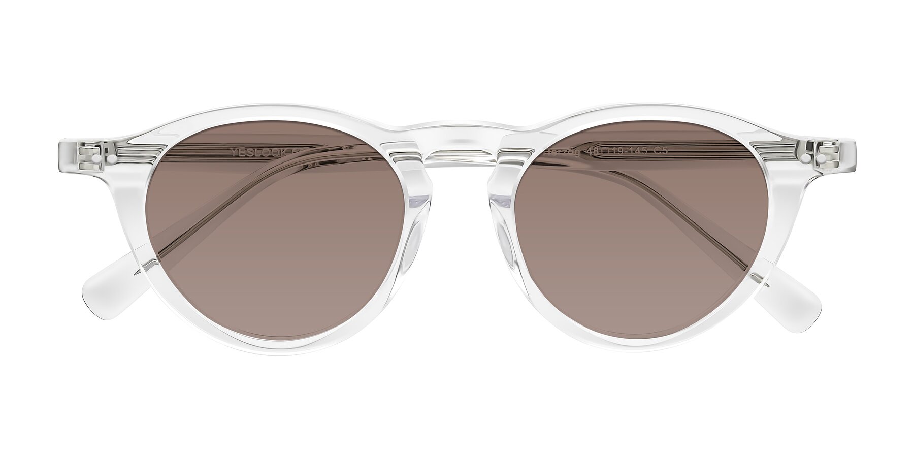 Folded Front of Herzog in Clear with Medium Brown Tinted Lenses