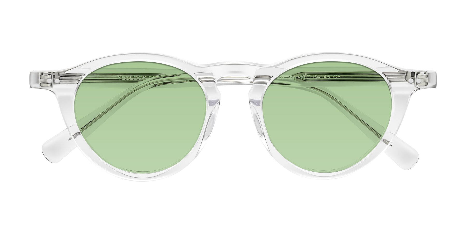 Folded Front of Herzog in Clear with Medium Green Tinted Lenses