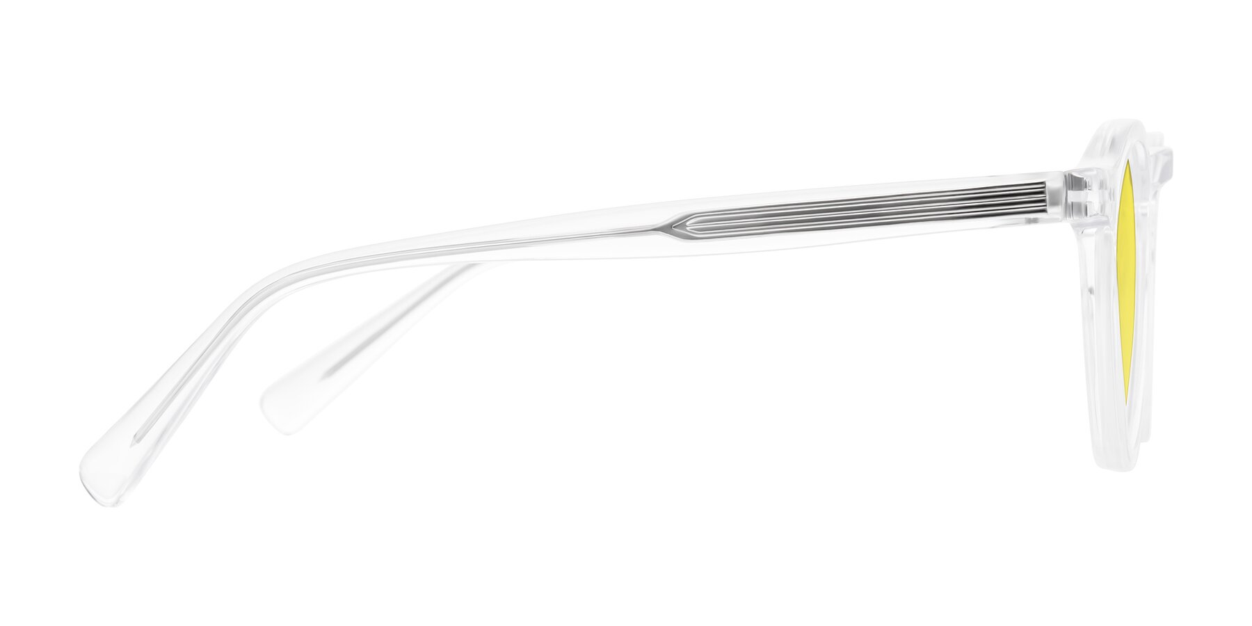 Side of Herzog in Clear with Medium Yellow Tinted Lenses