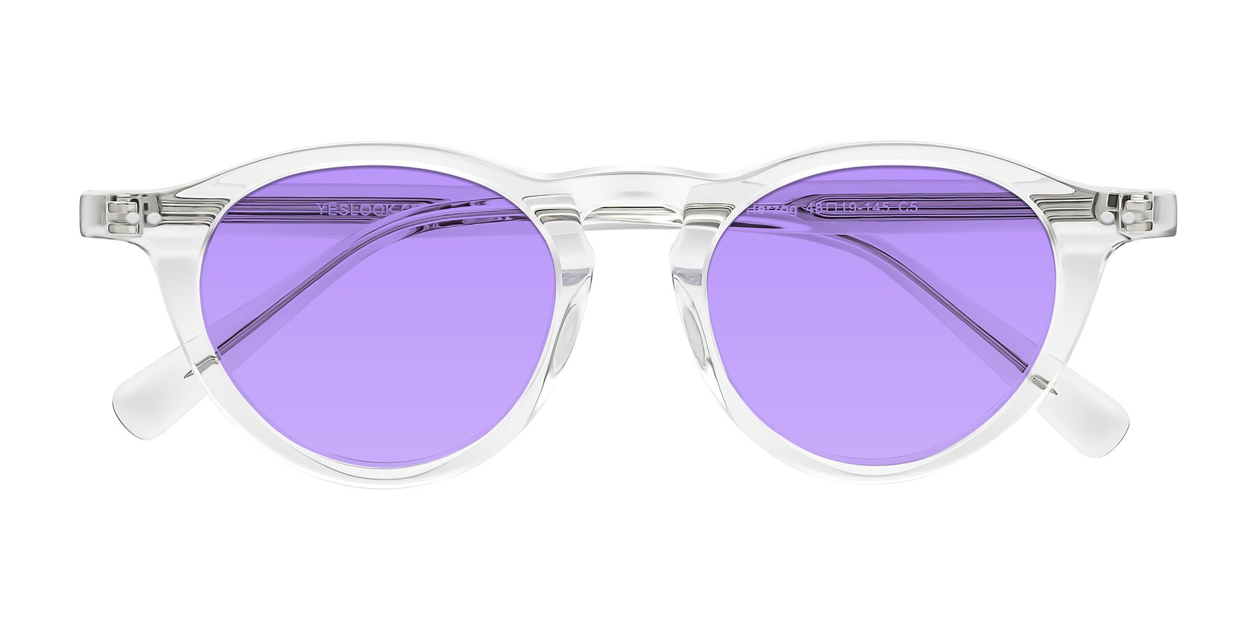 Folded Front of Herzog in Clear with Medium Purple Tinted Lenses