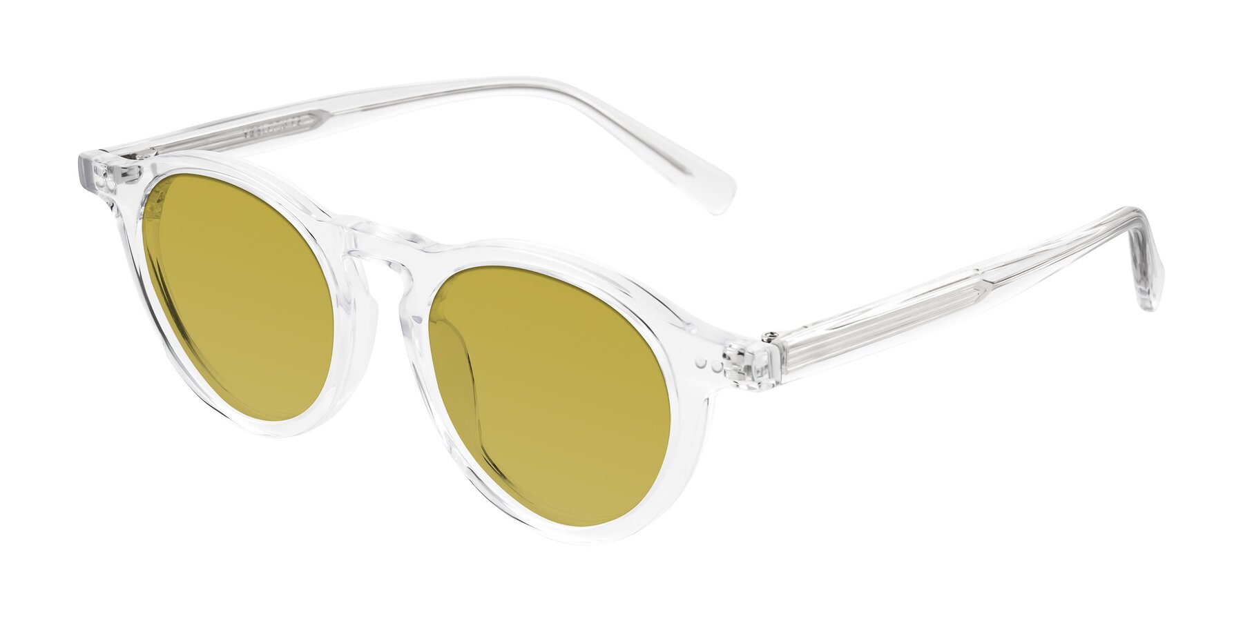 Angle of Herzog in Clear with Champagne Tinted Lenses