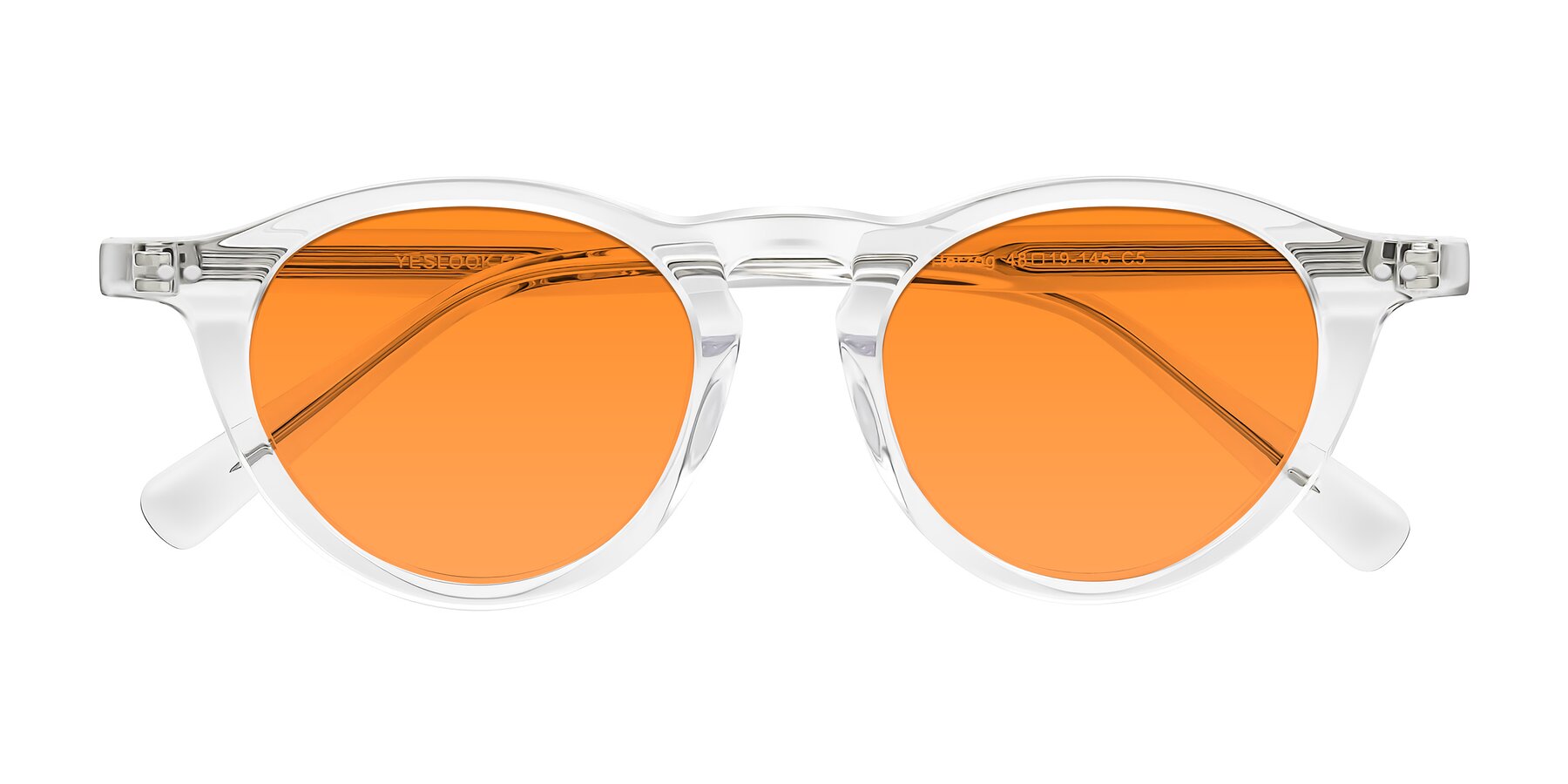 Folded Front of Herzog in Clear with Orange Tinted Lenses