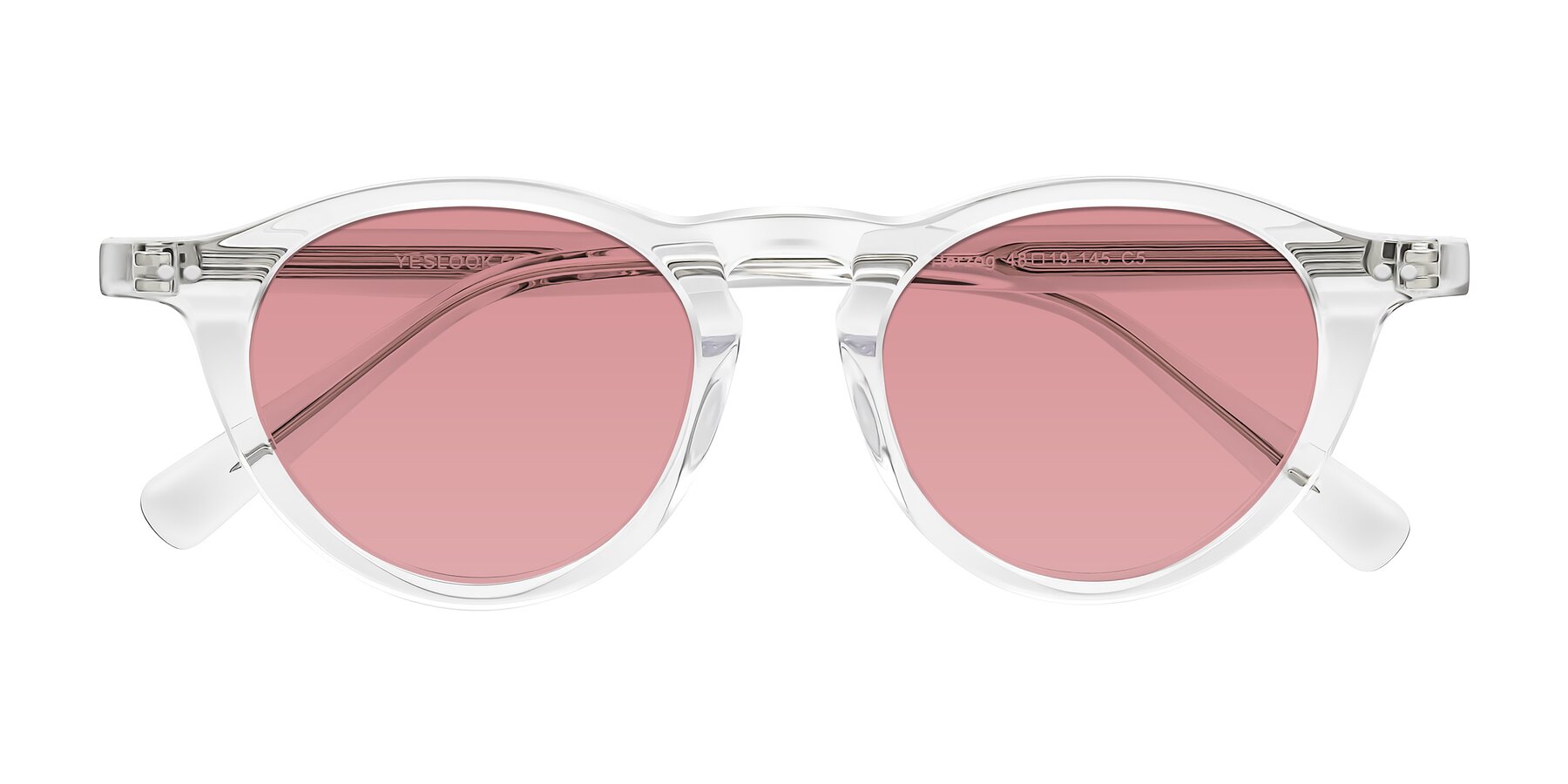 Folded Front of Herzog in Clear with Medium Garnet Tinted Lenses