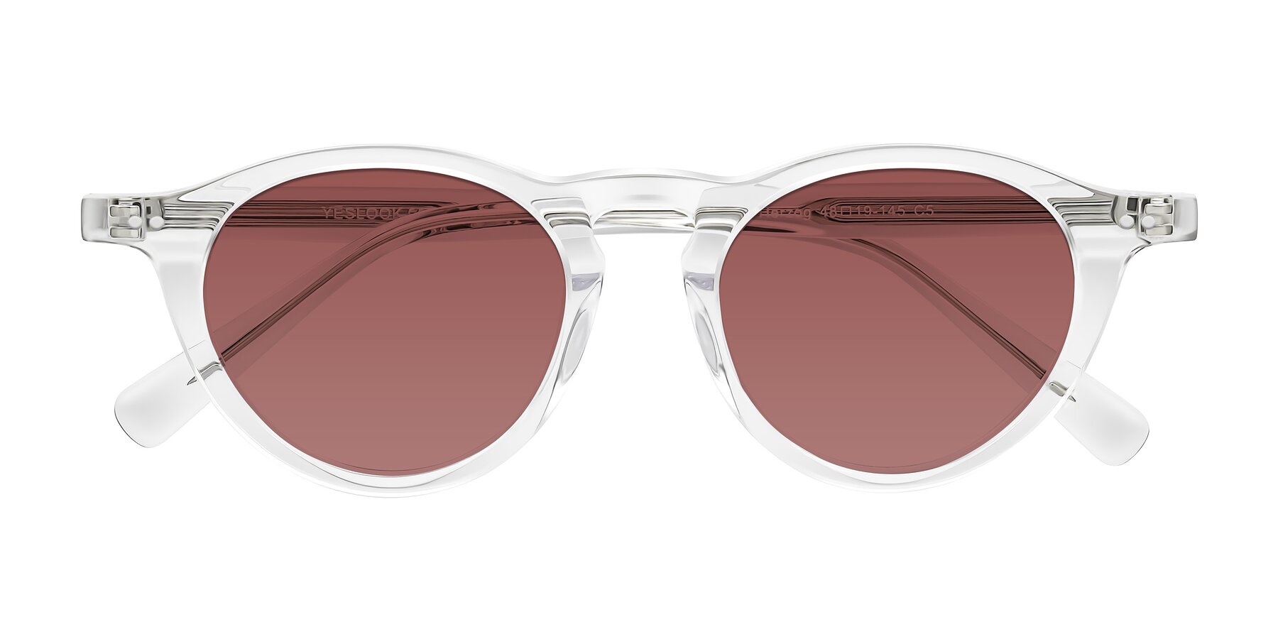 Folded Front of Herzog in Clear with Garnet Tinted Lenses
