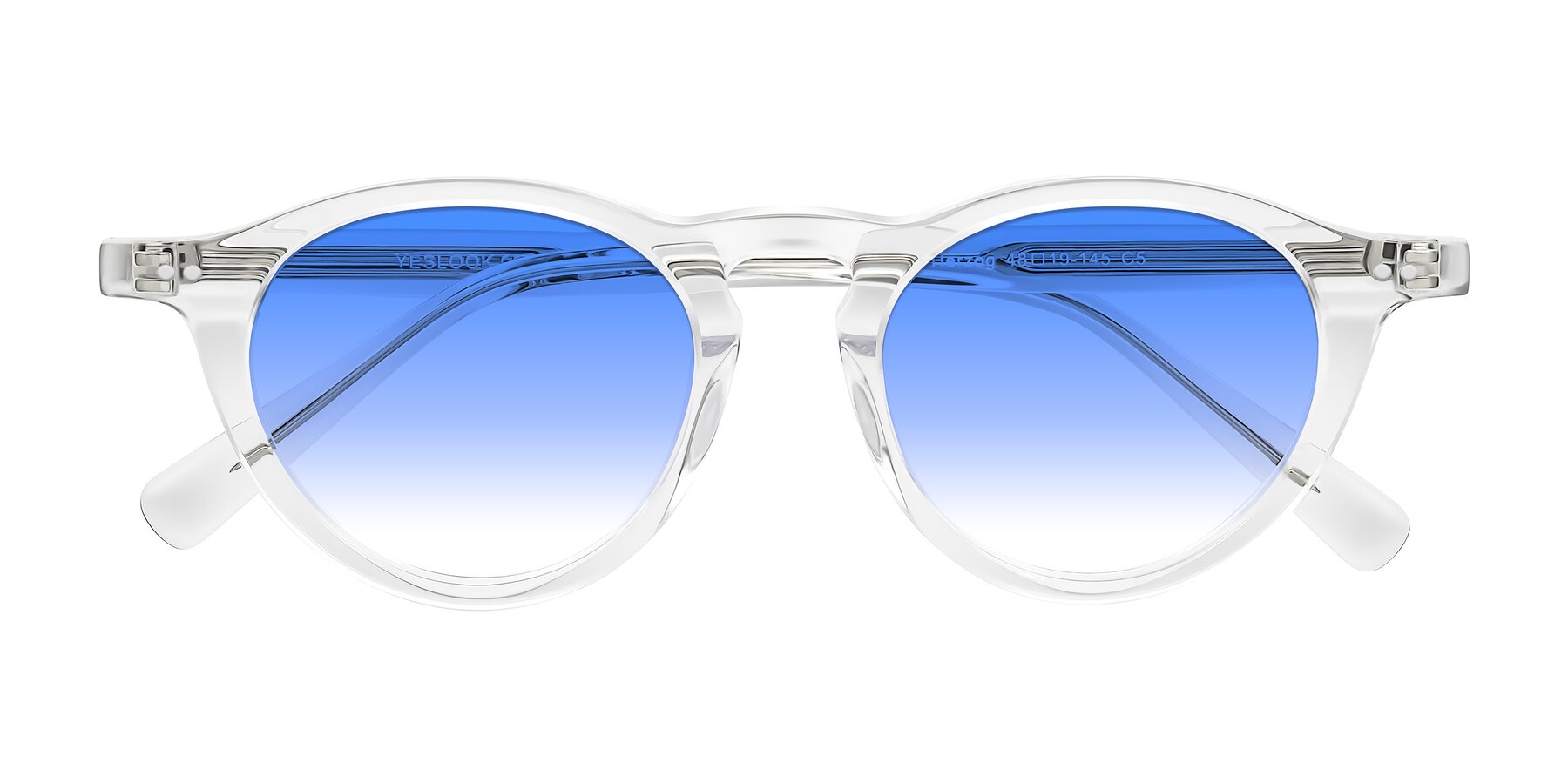 Folded Front of Herzog in Clear with Blue Gradient Lenses