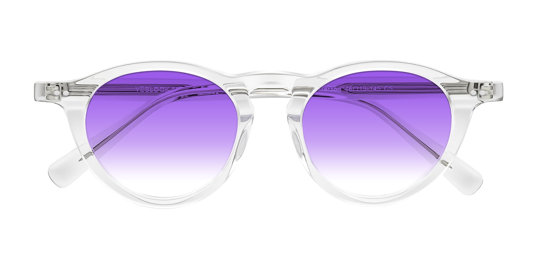 Folded Front of Herzog in Clear with Purple Gradient Lenses