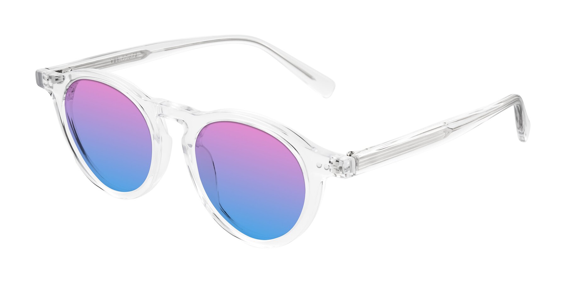 Angle of Herzog in Clear with Pink / Blue Gradient Lenses