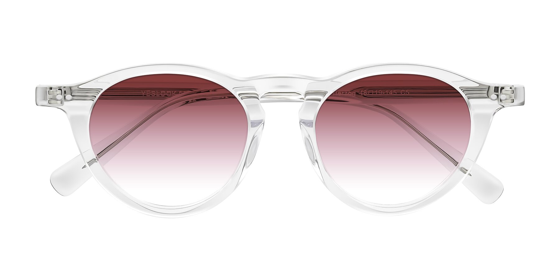 Folded Front of Herzog in Clear with Garnet Gradient Lenses