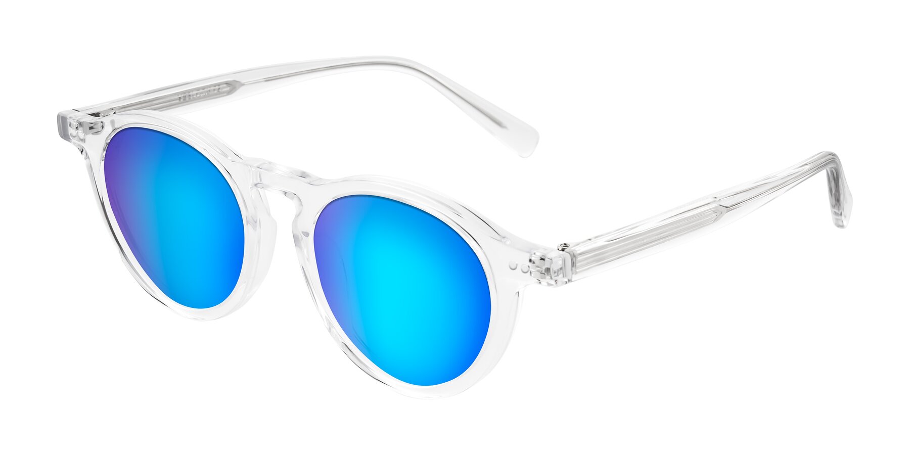 Angle of Herzog in Clear with Blue Mirrored Lenses