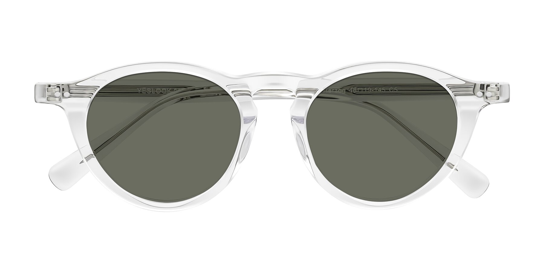Folded Front of Herzog in Clear with Gray Polarized Lenses