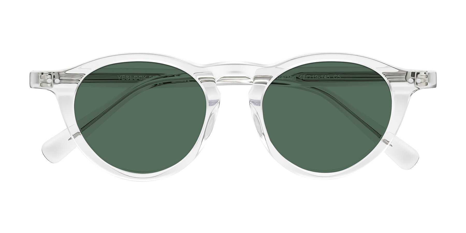 Folded Front of Herzog in Clear with Green Polarized Lenses