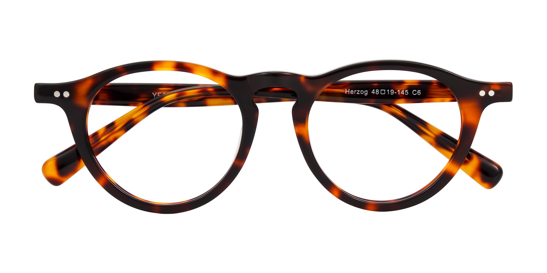 Folded Front of Herzog in Tortoise with Clear Eyeglass Lenses