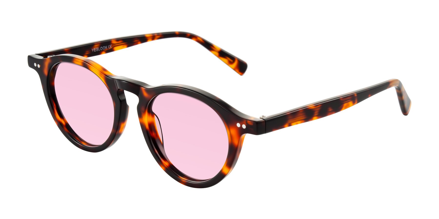 Angle of Herzog in Tortoise with Light Pink Tinted Lenses