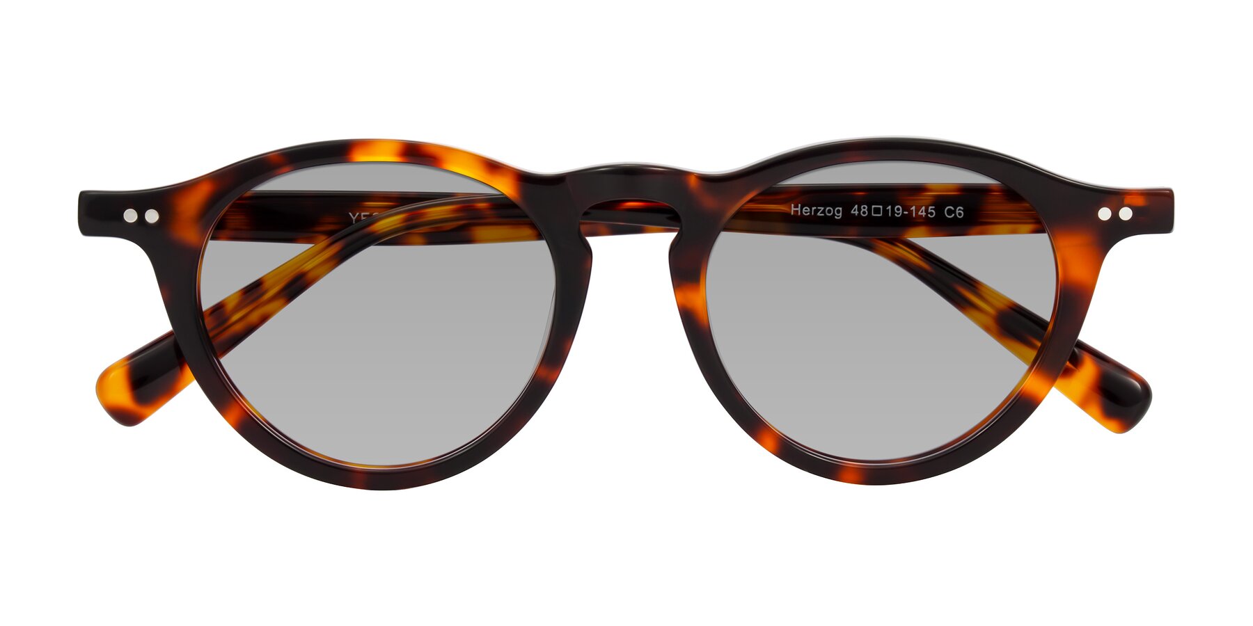 Folded Front of Herzog in Tortoise with Light Gray Tinted Lenses
