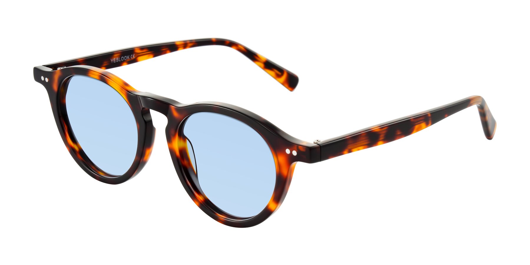 Angle of Herzog in Tortoise with Light Blue Tinted Lenses