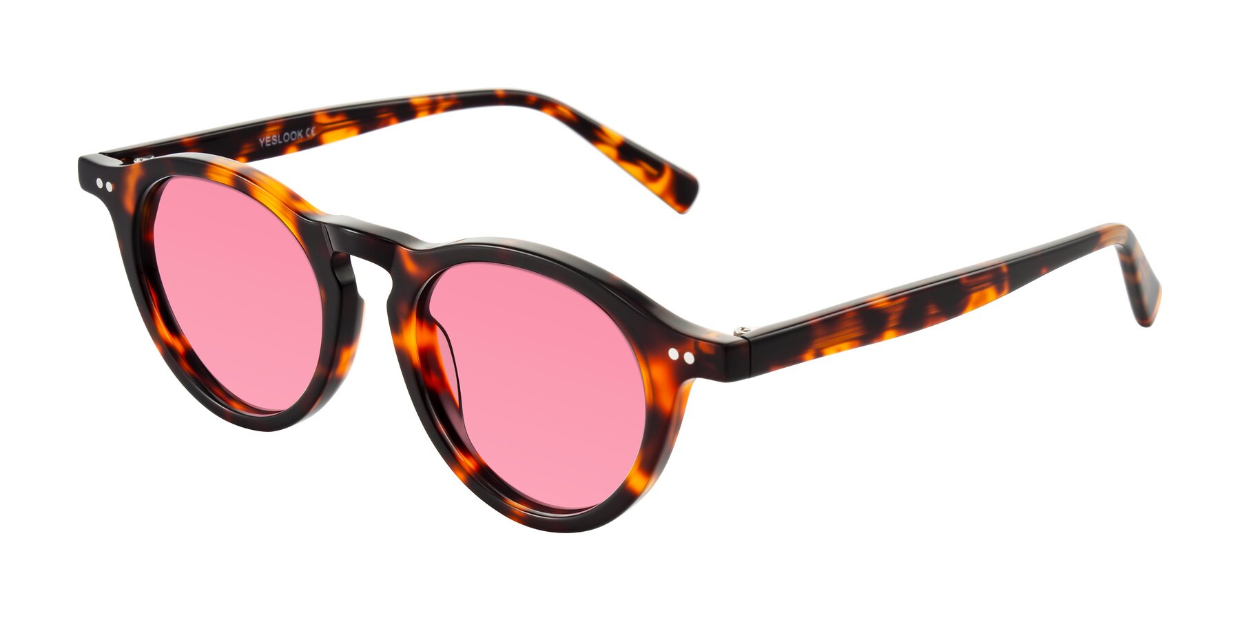 Angle of Herzog in Tortoise with Pink Tinted Lenses