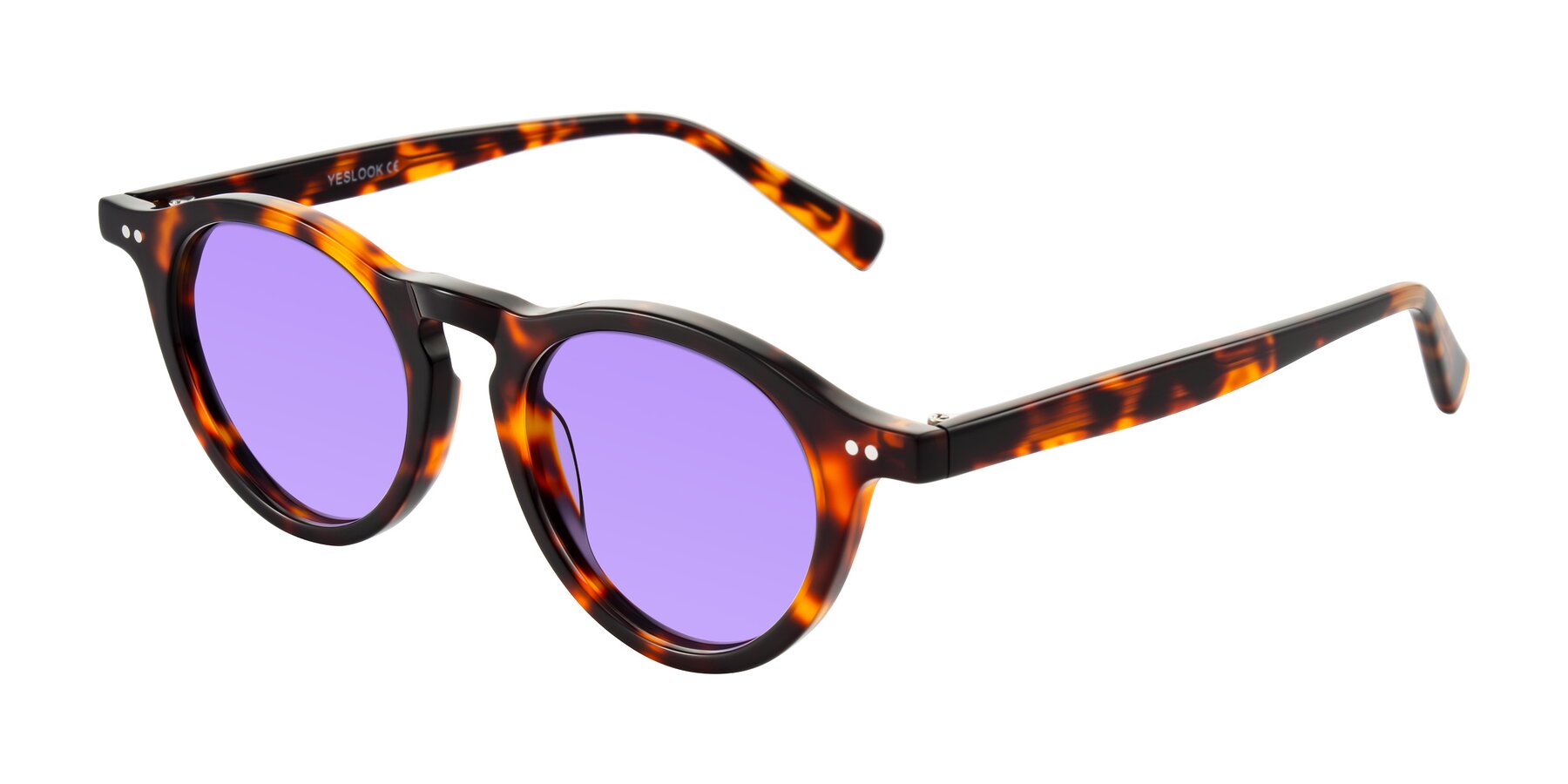 Angle of Herzog in Tortoise with Medium Purple Tinted Lenses