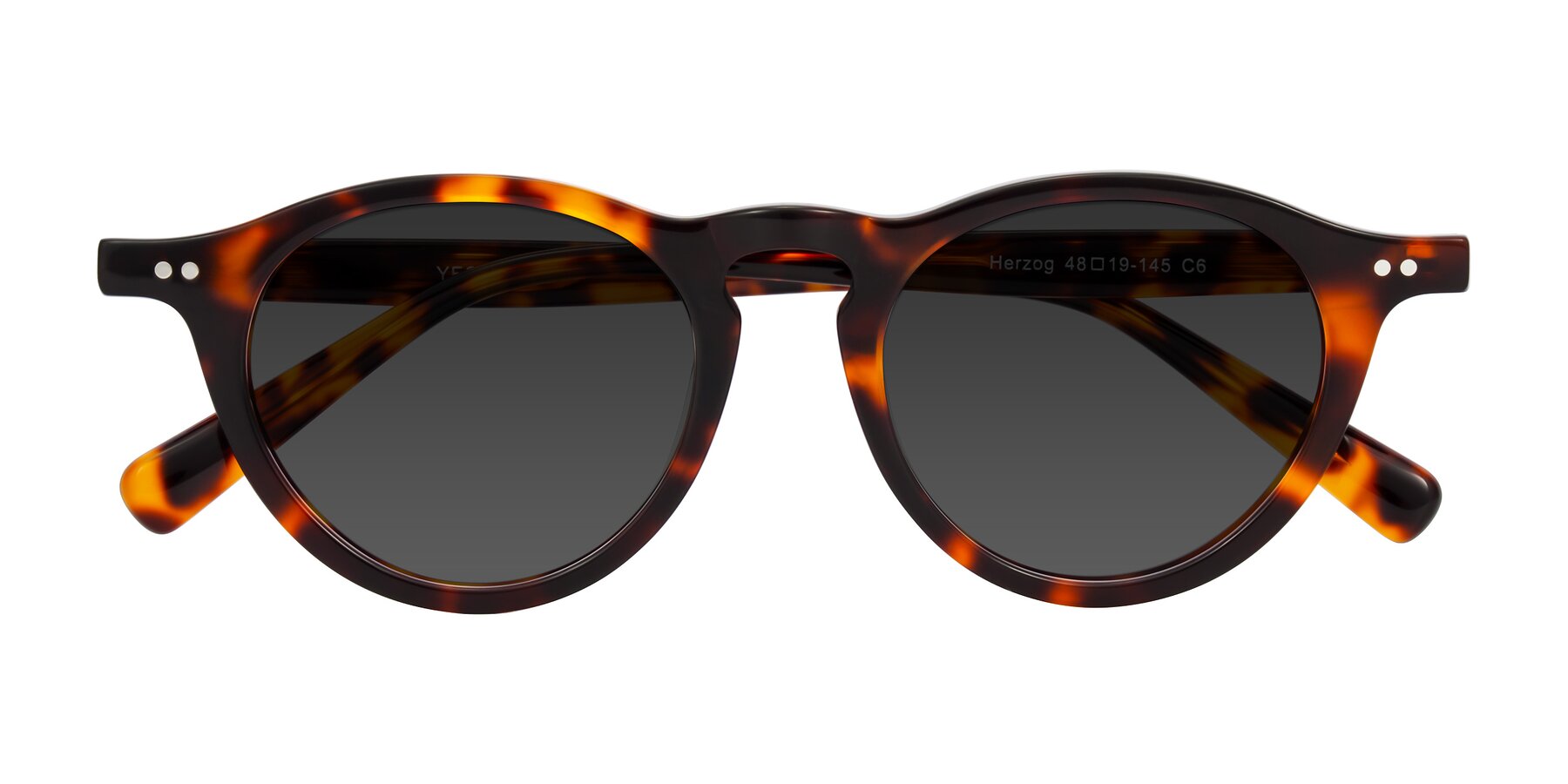 Folded Front of Herzog in Tortoise with Gray Tinted Lenses