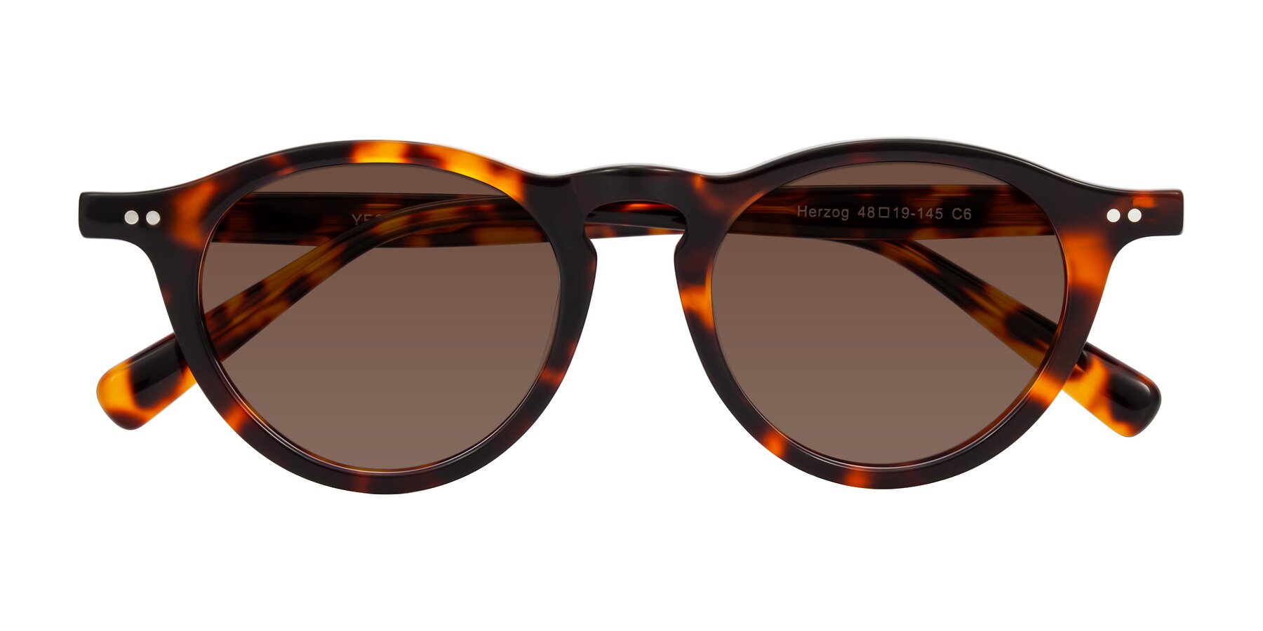 Folded Front of Herzog in Tortoise with Brown Tinted Lenses