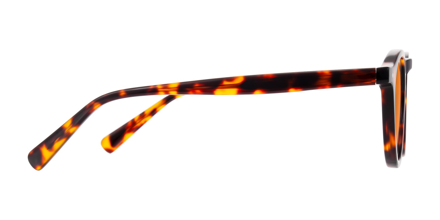 Side of Herzog in Tortoise with Orange Tinted Lenses