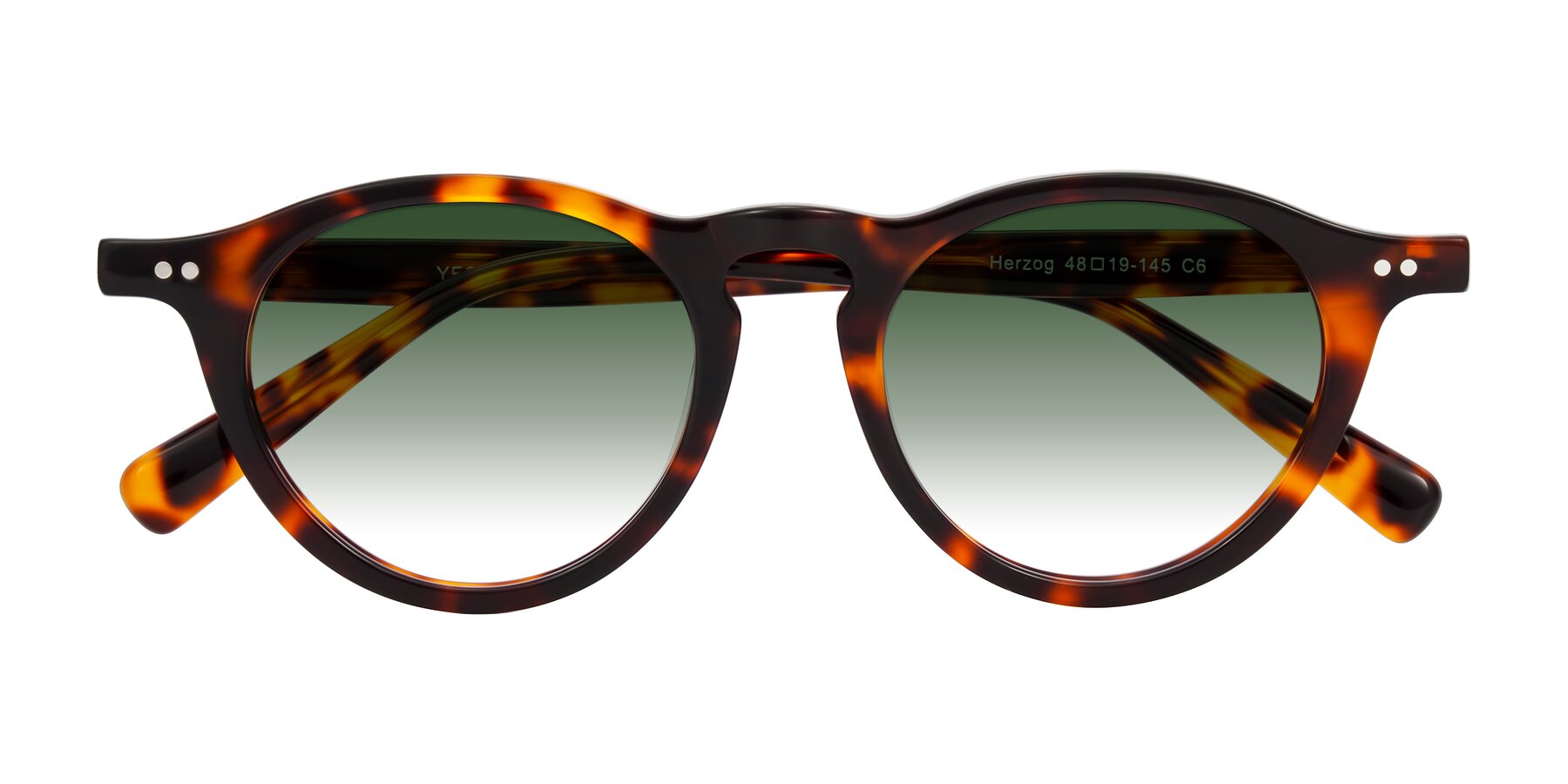Folded Front of Herzog in Tortoise with Green Gradient Lenses