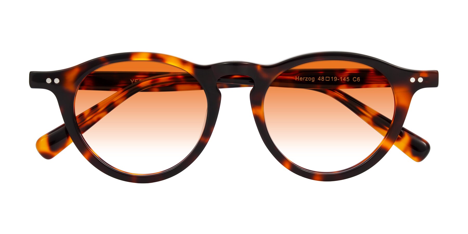 Folded Front of Herzog in Tortoise with Orange Gradient Lenses