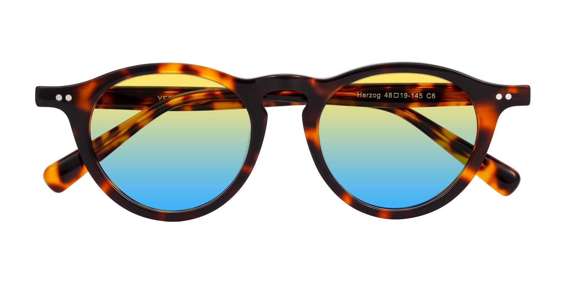 Folded Front of Herzog in Tortoise with Yellow / Blue Gradient Lenses