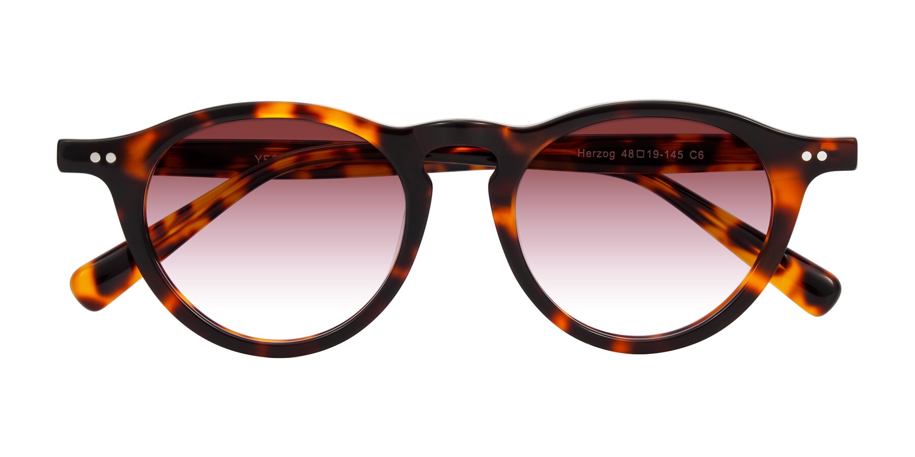 Folded Front of Herzog in Tortoise with Garnet Gradient Lenses