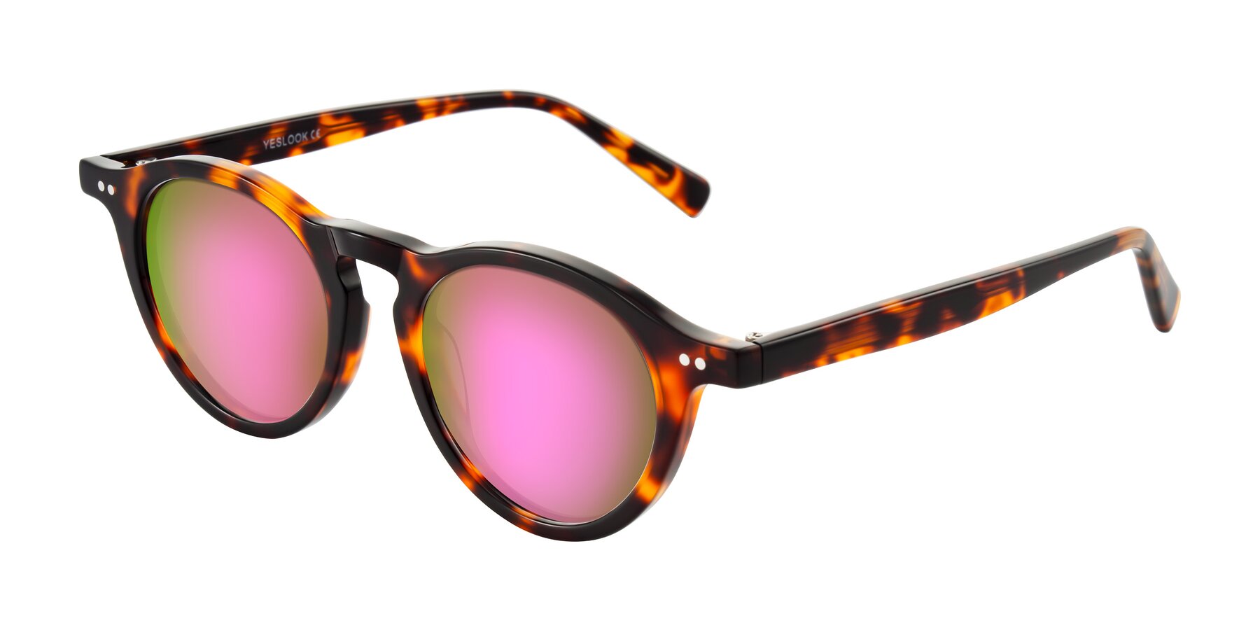 Angle of Herzog in Tortoise with Pink Mirrored Lenses