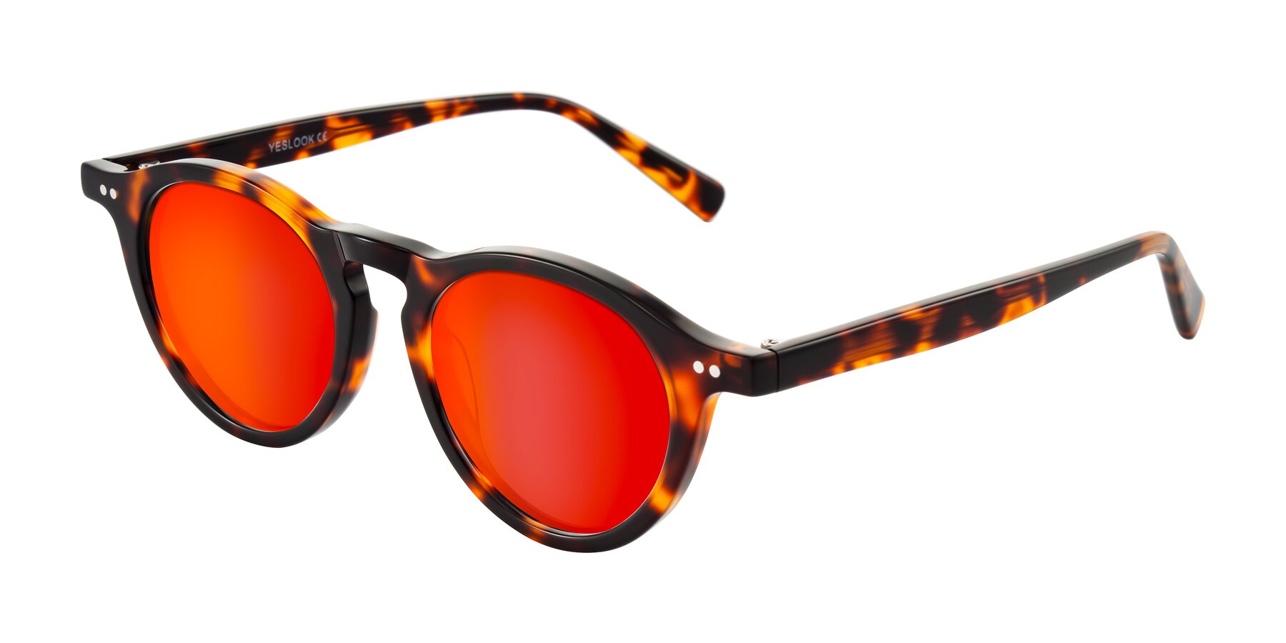 Angle of Herzog in Tortoise with Red Gold Mirrored Lenses