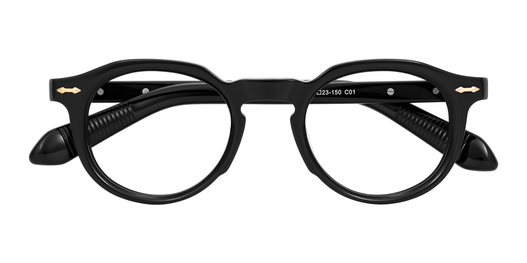 Folded Front of Lachard in Black with Clear Eyeglass Lenses